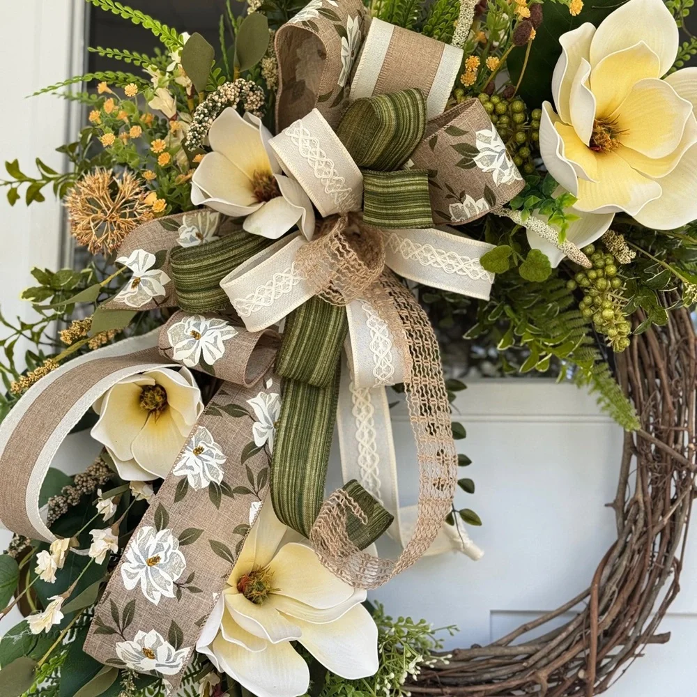 Elegant Southern Magnolia Floral Wreath